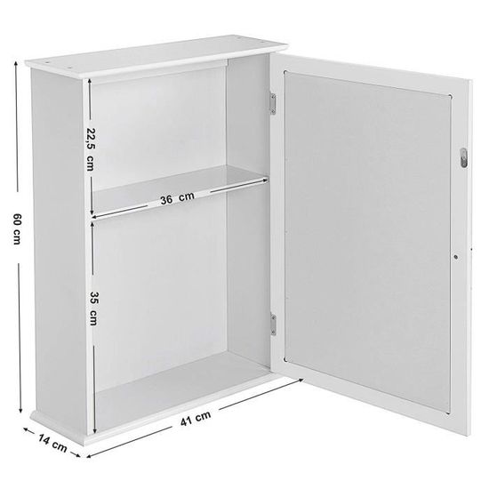 L X L X H Vasagle Meuble A Miroir 1 Porte Amoire De Salle De Bain