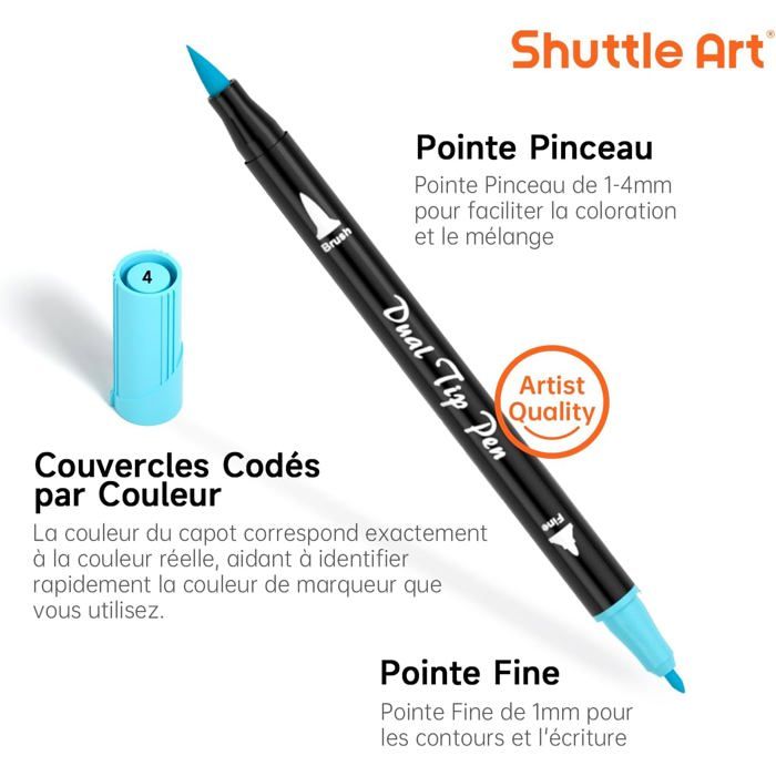 Maqhpu Feutres Aquarelle Double Pointe 24 Couleurs – Stylos Pinceau + Fine Pour Coloriage Adulte, Enfants, Bullet Journal Et Calligraphie
