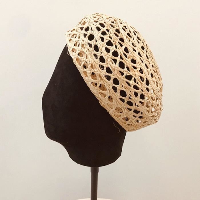Béret Paille Respirant Chapeau De Soleil Octogonal Femme - Casquette Élégante Pour Vacances Et Plage