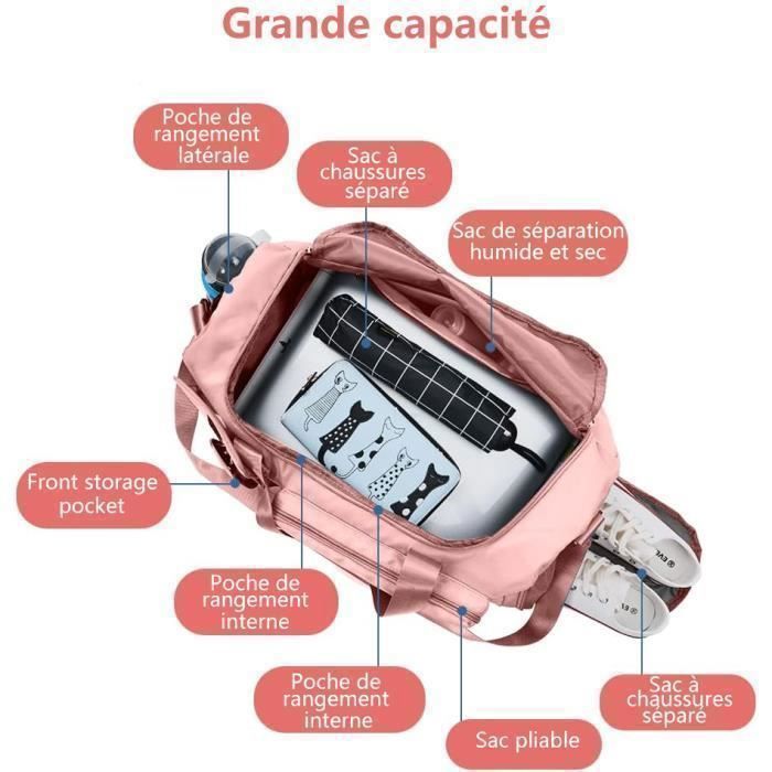 Sac De Voyage Extra Large 90 L - Nylon étanche, Poignées Renforcées, Pliable - 60x25.4x50 Cm - Pour Déménagement, Camping, Sport