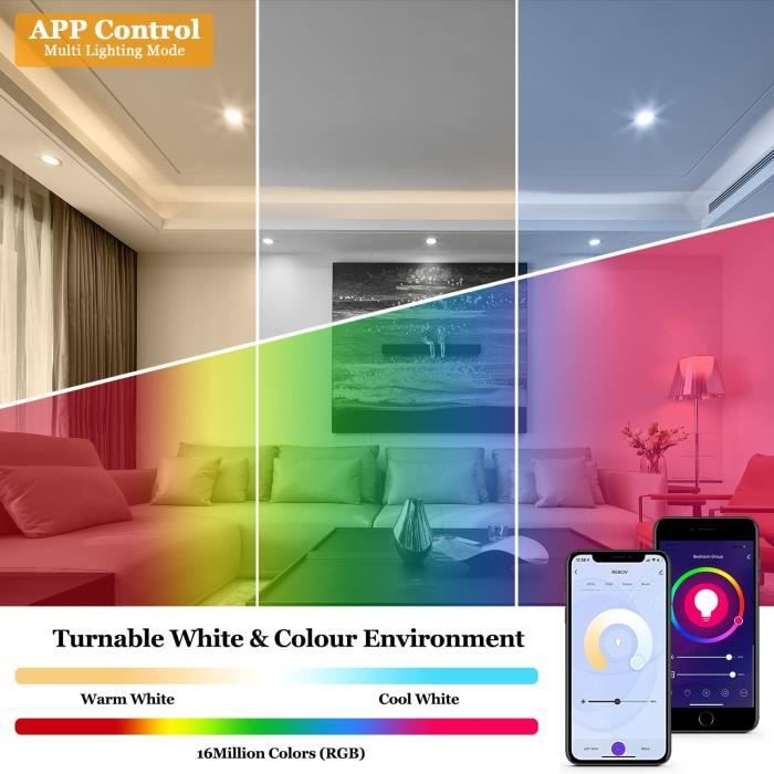 éclairage Led 5w 2700k Blanc Chaud Spot LED Encastrable Bojim IP65 - 5W 2700K Blanc Chaud - Pour Plafond Cuisine, Salle De Bain, Salon - Pack De 10 Spots LED Encastrables