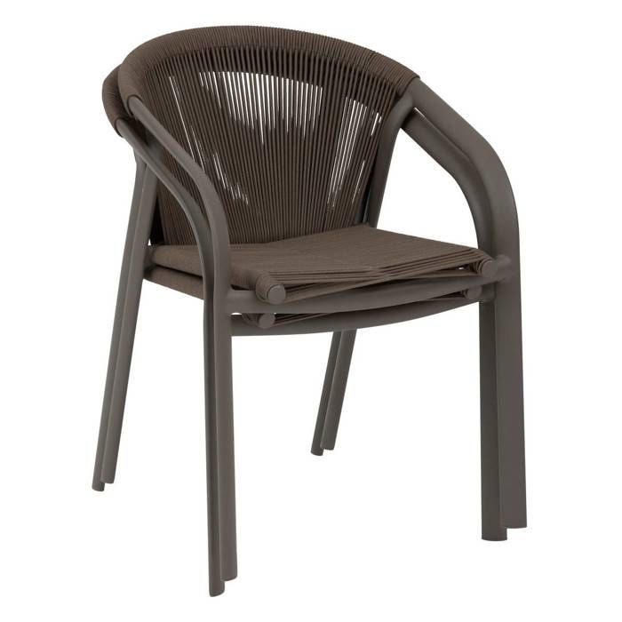 Hespéride Chaise De Jardin Empilable Essentia Wengé – Aluminium Et Textilène, Résistante UV, 46 X 61 X 88 Cm