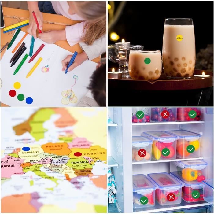 Gommettes Autocollantes Rondes,10Mm Couleur Codage Étiquettes 2475 Auto