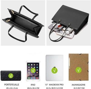 Ensemble Sacs Femme Sac Cabas Femme Toile - Porté Épaule Ou Bandoulière - Pour Ordinateur 15,6" - 2 Pièces Sac Grande Capacité Bureau