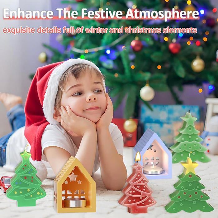 Moules à Bougies De Noël En Silicone, Moules DIY Pour Aromathérapie, Savon Fait à La