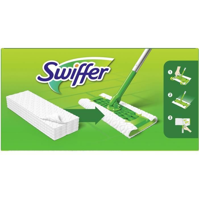 Kit Nettoyage Balai SWIFFER Sweeper + 8 Lingettes Sèches Attrape Poussières