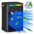 Mini climatiseur portable avec poignée, silencieux, alimenté par USB, minuterie 2/4/6 heures, 5 vitesses, réglage à 60°