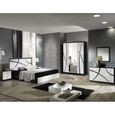 Chambre complète 160*200 Blanc/Noir - CROSS - Noir et Blanc - Bois - Lit : L 165 x l 206 x H 106 cm - Chambre complète-0