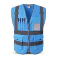 XL-chest 116cm - Bleu - Gilet de sécurité réfléchissant avec poches, vêtements de travail, veste Hi vis pour-0