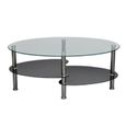 Table à café / Table basse à 3 couches de salon chambre ou bureau en Verre trempé + cadre en métal Noire Barcelone 90 x 45 x 43 cm-0