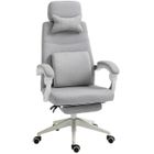 Vinsetto Fauteuil de bureau grand confort dossier réglable repose-pied roulettes 360° lin 62 x 68 x 127 cm gris