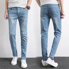FUNMOON Jeans Hommes skinny mode Respirant Élasticité Slim Pantalon crayon