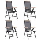 vidaXL Chaises de jardin pliables 4 pcs aluminium et textilène noir 41733