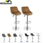 WILLONIN® Set de 2 Tabouret de bar avec repos-pieds, Siège en similicuir brun clair et Dos Blanc, Chaise de cuisine Hauteur ajustabl