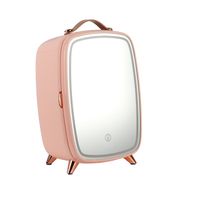 Mini réfrigérateur beauté de 6L Mini Frigo de Chambre équipé d'un miroir et d'une lampe LED ROSE