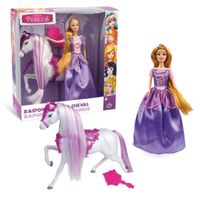 Fairytale Princess, Poupée 30 cm, avec tenue de princesse, cheval et accessoires, Modèle Raiponce, à partir de 3 ans