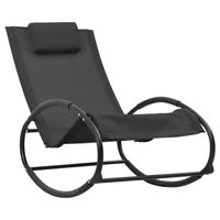 Transat chaise longue bain de soleil lit de jardin terrasse meuble d exterieur avec oreiller acier et textilene noir