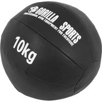 Médecine Ball Gorilla Sports - Cuir Synthétique - 10 kg - Fitness - Mixte - Noir