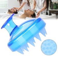 Masseur Tête, Brosse à cheveux shampooing masseur cuir chevelu avec soies souples en silicone, épurateur de cuir chevelu (bleu) -RAI