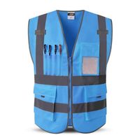 XL-chest 116cm - Bleu - Gilet de sécurité réfléchissant avec poches, vêtements de travail, veste Hi vis pour