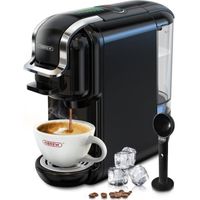 HIBREW H2B Espresso Cafétière à capsules, Machine à café multi capsules 5 en 1, Compatible avec DG/NesDosettes ES*/Café moulu, Noir
