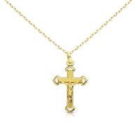 Collier - Médaille Croix Or 18 Carats 750-000 - Christ sur la Croix - Chaine Dorée - 18PC16598