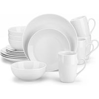 MALACASA Vaisselle AMELIA, Service Complet de Table 16 pièces, Rond Premium en Porcelaine avec pour 4 personnes - Blanc