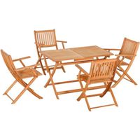 Ensemble table et chaises pliantes de jardin en bois 5 pièces pour 4 pers - accoudoirs - peuplier - OUTSUNNY