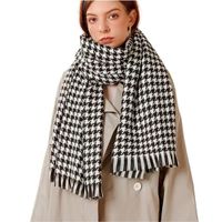 Écharpe Hiver Femme à Carreaux – Imitation Châle Chaud – Coton Doux Pour Automne/Hiver – Bleu, Rose, Noir