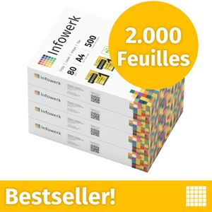 Infowerk Lot 1000 Feuilles Papier A4 80g Blanc Brillant CIE 160 - PEFC 2x500