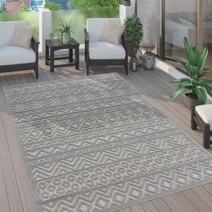 TAPIS Tapis Exterieur Terrasse Salon Cuisine Motif Scandinave Motif Ethnique Uni, Dimension:140X200 Cm, Couleur:Gris[n5469]