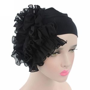 Fashion femmes musulmanes Fleur Maille Plume Chapeau Serre-tête coiffure turban Cap Wrap