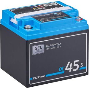 BATTERIE VÉHICULE ECTIVE EDC45SG Batterie Décharge Lente Deep Cycle 12V 45Ah Gel Solaire avec Ecran LCD 196 x 166 x 173 mm
