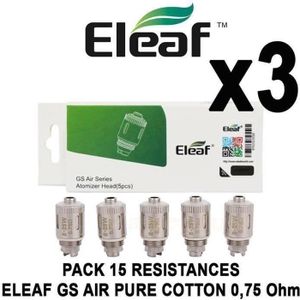 CIGARETTE ÉLECTRONIQUE PACK 15 résistances ELEAF GS AIR 0,75 Ohm pour GS 