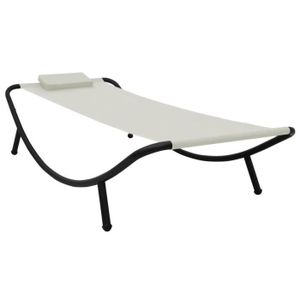 CHAISE LONGUE FDIT Lit de jardin Crème 200x90 cm Acier - FDI7843871972839