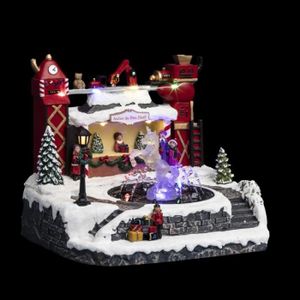 VILLAGE - MANÈGE Atelier du Père-Noël avec fontaine lumineuse - Rou