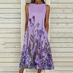 ROBE Robe D'Été Grande Taille Pour Femme À Imprimé Floral Violet L Mauve 61