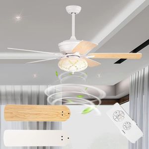 Ventilateur de plafond LED à intensité variable silencieux Ø 60 cm avec télécommande et minuterie Chrome/blanc et effet étoiles 