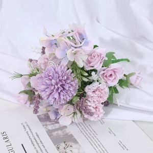 FLEUR ARTIFICIELLE Bouquet de mariage rose de simulation, accessoires de photographie de décoration florale pour la maison - roses - violet clair