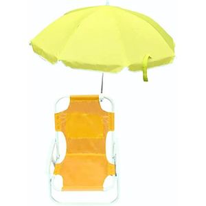 CHAISE LONGUE Chaise de plage pliante, Chaises longues de jardin, Avec parasol, adapté aux enfants-Jaune