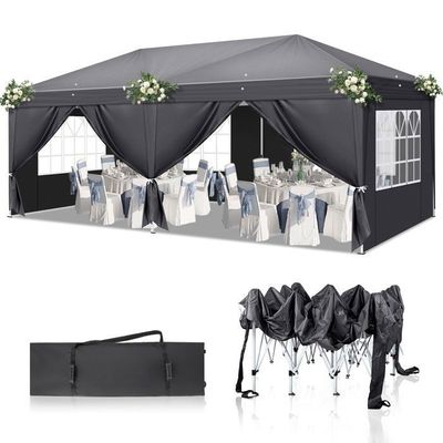 Tonnelle De Jardin 2.45 X 1.50 M Imperméable UV50+ Gris - Belvédère Barbecue Avec Étagères Et Crochets
