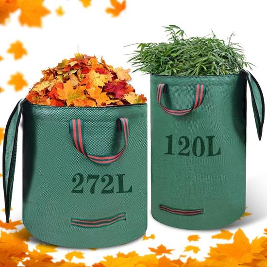 Vert) 3 x 125L Sac Jardin Déchets Verts Résistant, Grand Sac de Rangement Carré en