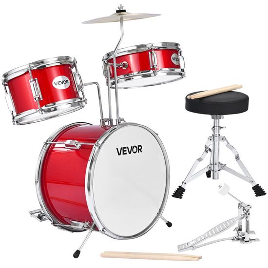 Batterie Enfant-VEVOR-5 PCS-Batterie Débutants-Grosse Caisse 45 cm avec Tom- tom, Caisse Claire 25,4 cm Tom Basse 36 cm-Rouge - Instruments de musique Batterie Enfant-VEVOR-5 PCS-Batterie Débutants-Grosse Caisse 45 cm avec Tom- tom, Caisse Claire 25,4 cm Tom Basse 36 cm-Rouge - Instruments de musique