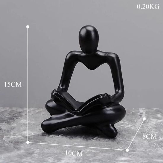 Figurine Femme Lecture En Résine - Statue Décorative Élégante Pour Étagère, Sculpture Abstraite Lectrice