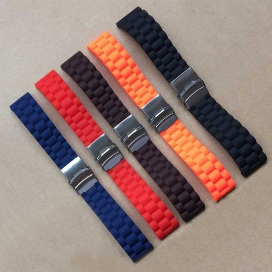 1 pièces 16 18 20 22 24 mm nouvelle bande de caoutchouc de Silicone bracelet de montre bracelet de -B4 Orange-18mm