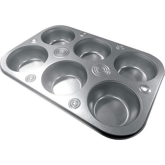 Moule à Cupcakes En Acier Carbone Antiadhésif – Lot De 2 | Dimensions 35x26 Cm, Ø 6,5 Cm | Résiste Jusqu'à 250°C