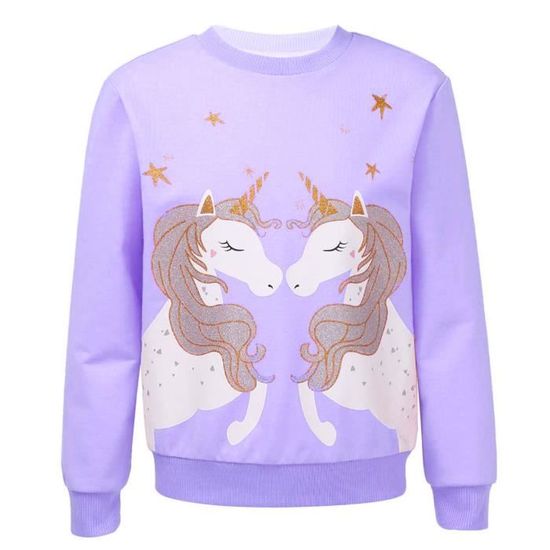 Sweat Enfant Fille Hibou Oversize 3-14 Ans - Sweatshirt Chaud Manches Longues Hiver