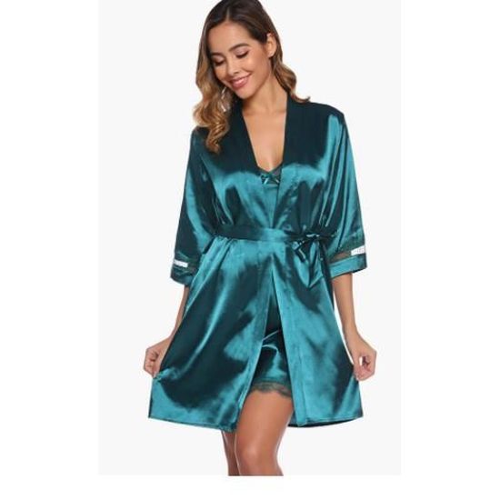 Femmes Chemises de Nuit 2 pi?�ces De la Dentelle Peignoir Nuisette Satin et Robes de Chambre 
