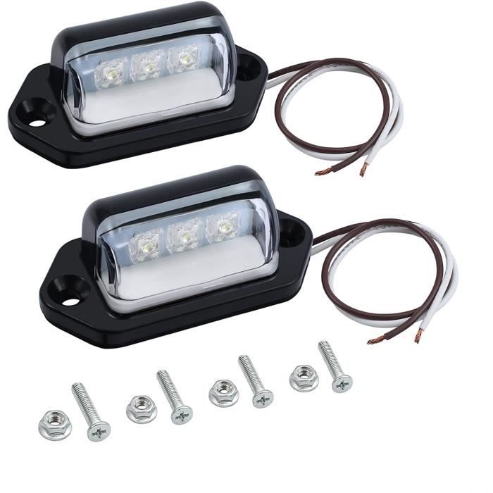 Feux Plaque Immatriculation ETUKER LED - 12V-24V, étanches, 6 LED, Pour Camion/voiture/remorque