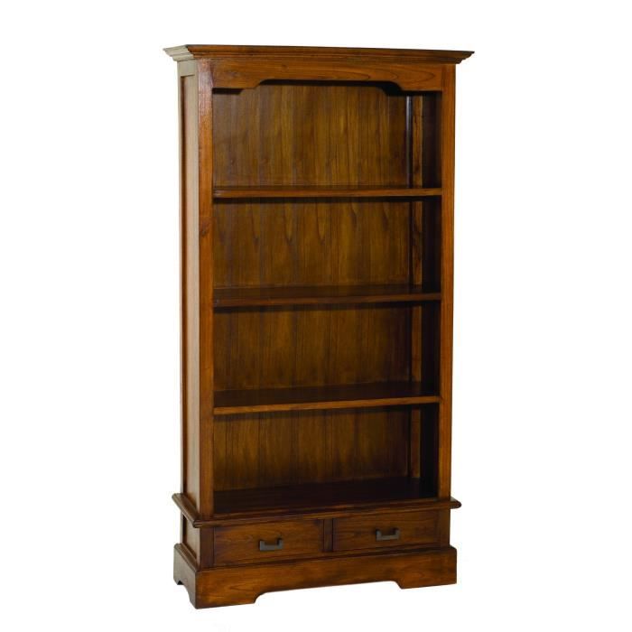 MACABANE EDEN - Bibliothèque marron 3 étagères 2 tiroirs bois Mindi MACABANE EDEN - Bibliothèque marron 3 étagères 2 tiroirs bois Mindi